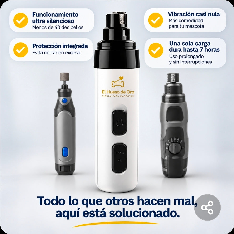 Lima de uñas eléctrica para mascotas con pantalla LCD y doble luz LED – Recargable