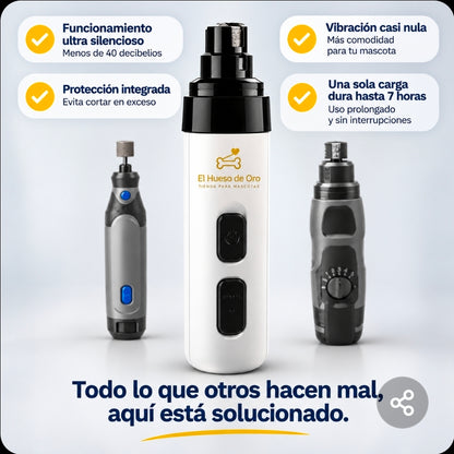 Lima de uñas eléctrica para mascotas con pantalla LCD y doble luz LED – Recargable
