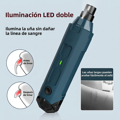 Cortauñas Eléctrico para Mascotas - 6 Velocidades, Luz LED y Recargable